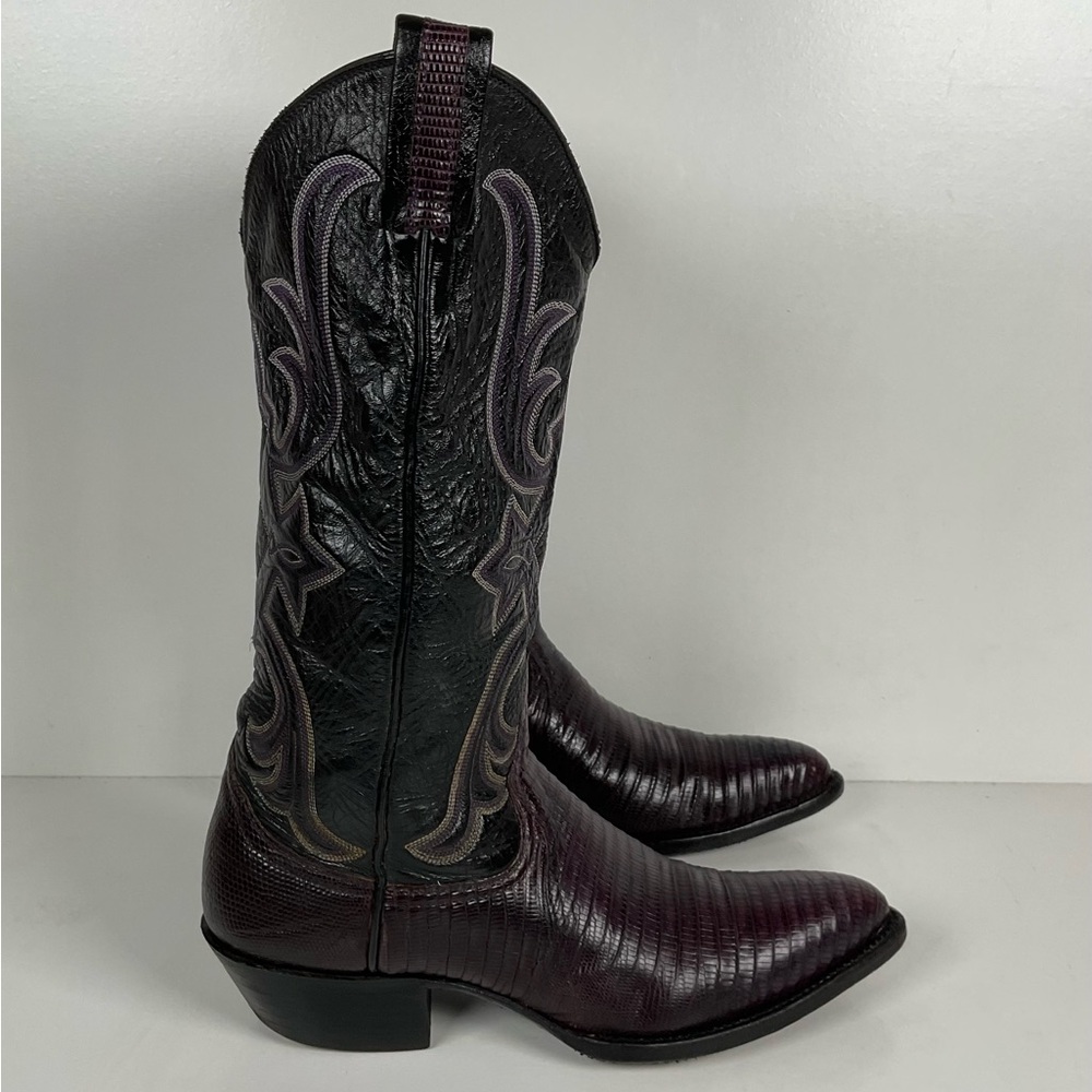 Vintage Larry Mahan Teju Lizard Cowgirl Boots | Purple | Women’s 7.5 B - Picture 12 of 16